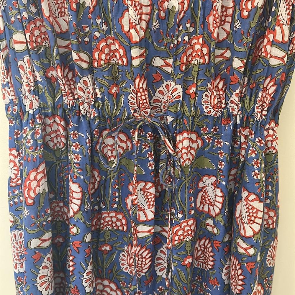 Velvet Blue and Orange Sleeveless Sundress - Picture 4 of 7